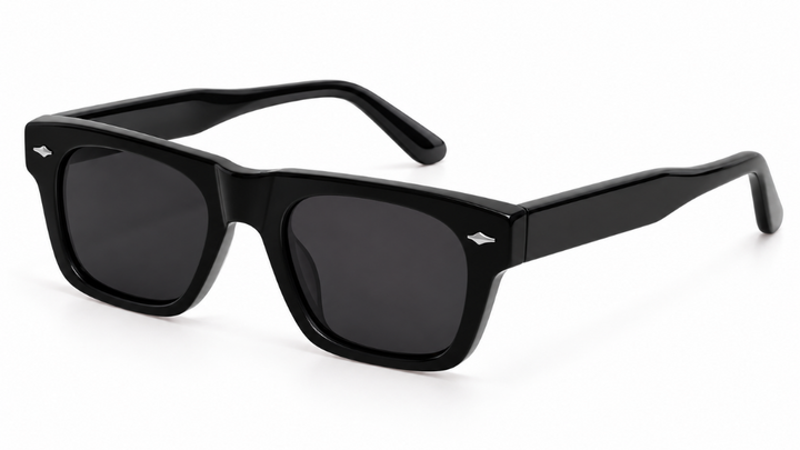 Lauren black square sunglasses with softly structured frame and subtle temple detailing