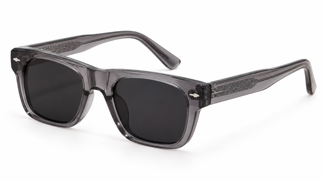 Lauren smoky grey square sunglasses with transparent frame