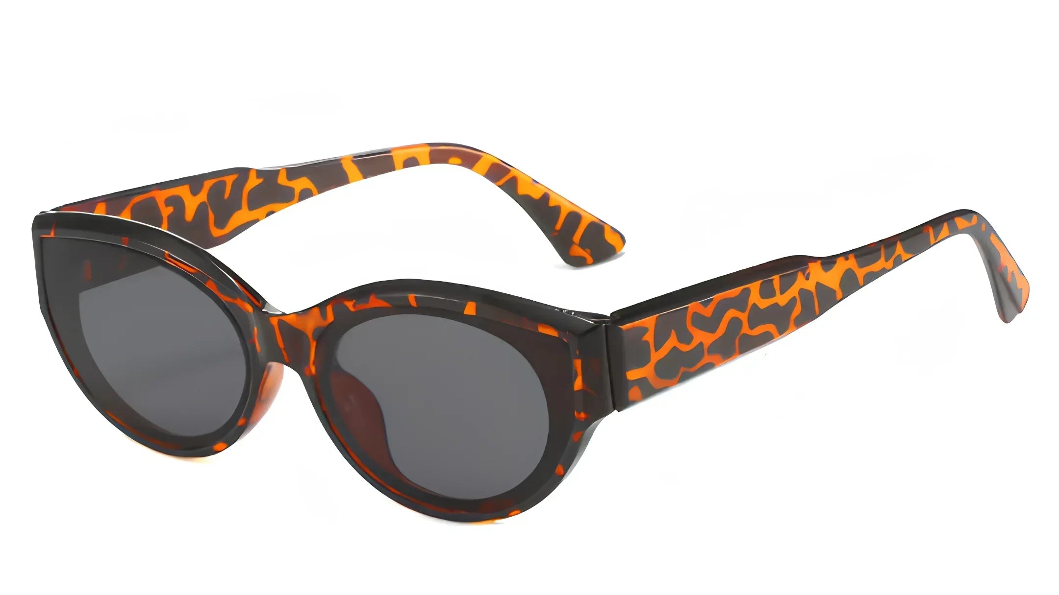Stylish women's cat-eye sunglasses with orange tortoise pattern and UV protection lenses