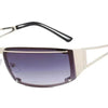 Stylish women's sunglasses with purple gradient lenses and silver metal frame, UV protection