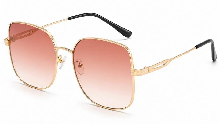 gold tea square frame ladies aviator sunglasses