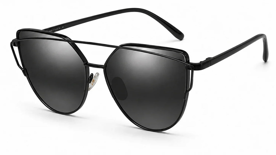 Stylish black cat-eye sunglasses with UV protection and polarization for women