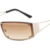 Stylish women's sunglasses with gradient brown lenses and silver metal frame, UV protection, polarized