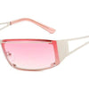 Pink gradient women's sunglasses with silver metal frame, UV protection and polarized lenses