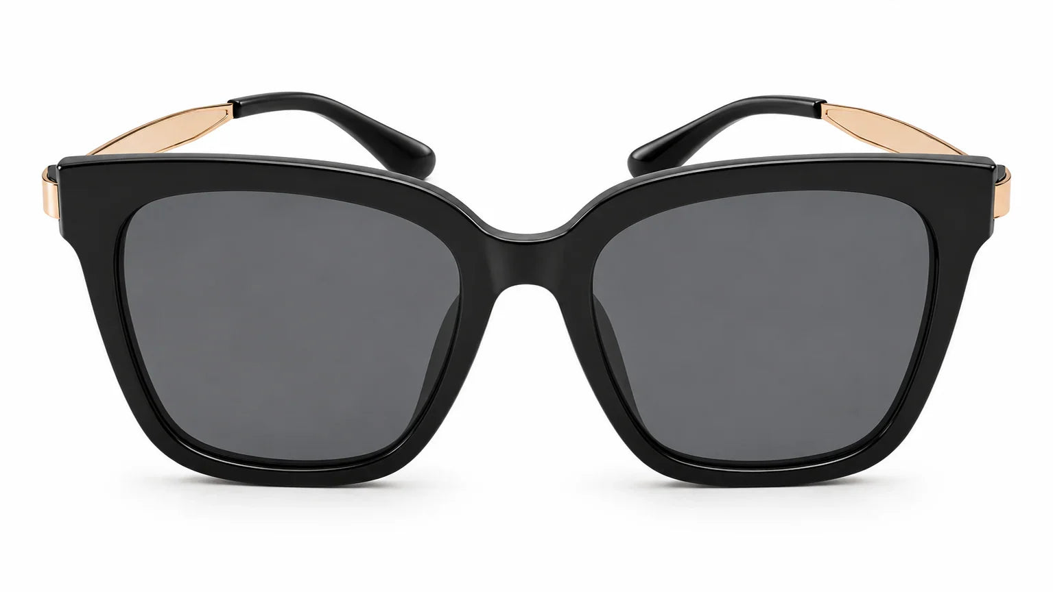 Black sunglasses with gold accents quay inspired