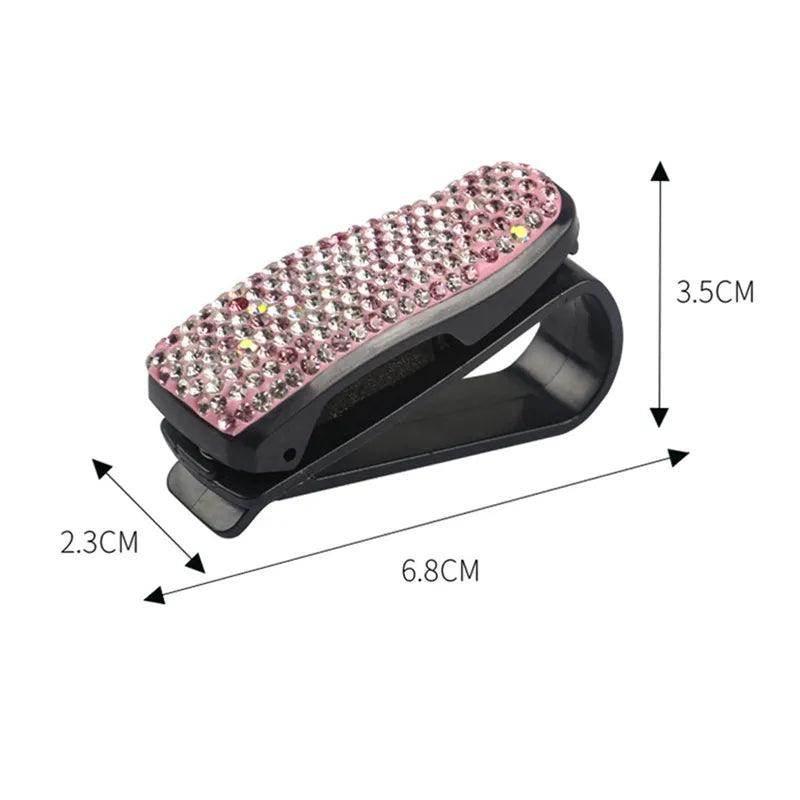 Pink rhinestone hair clip with black base, 6.8cm long, stylish accessory for women