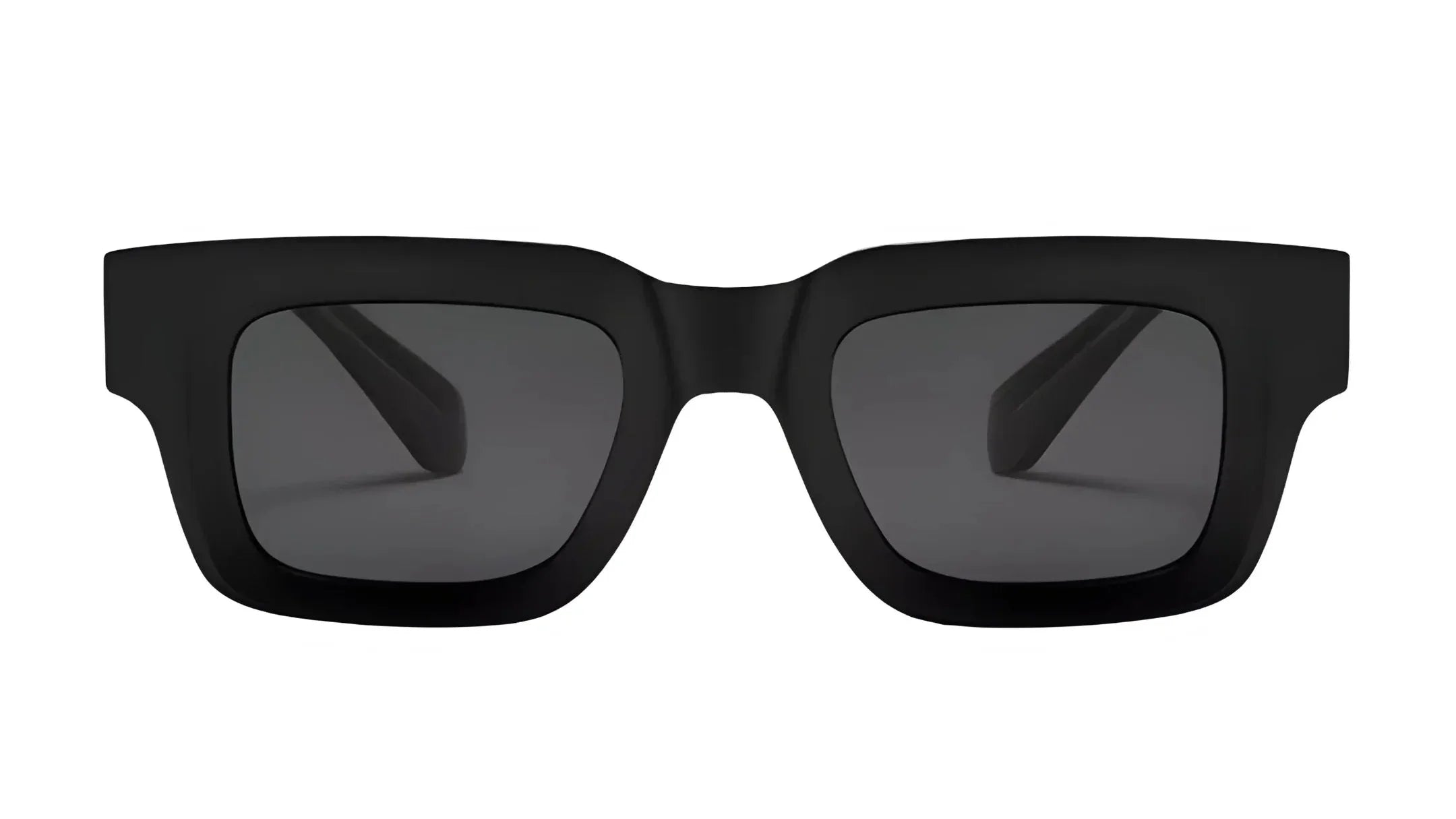 Black square frame sunglasses with dark polarized lenses, stylish UV protection for women