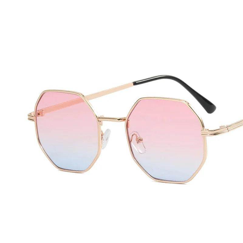 Women’s gold hexagon trending sunglasses